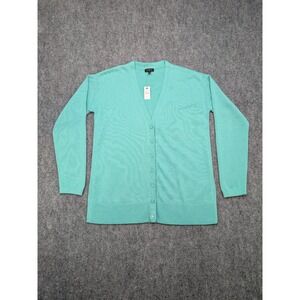 Talbots Womens Cardigan Small Button Front Aqua Blue Knit Costal Academia Career